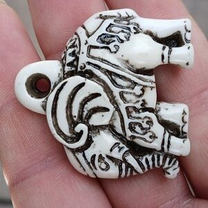 New Hand Carved Elephant Pendant. 